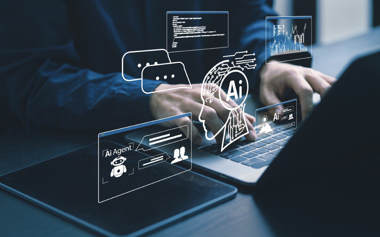 Person working on AI programming interface.