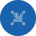 Graph with dollar sign and arrows icon.